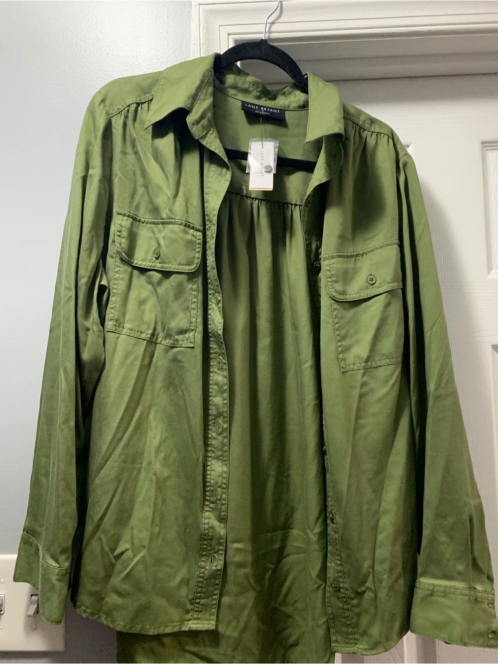 Lane Bryant 18 Olive Green Utility button up Shirt Jacket